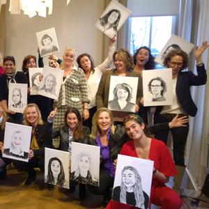Portret schilderen, workshop in zwart-wit, tof als vrijgezellenfeest, bedrijfsuitje in het centrum den haag, zuid-holland