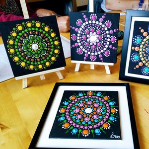 Dotpaint workshop( stippen met verf) Mandala op Canvas