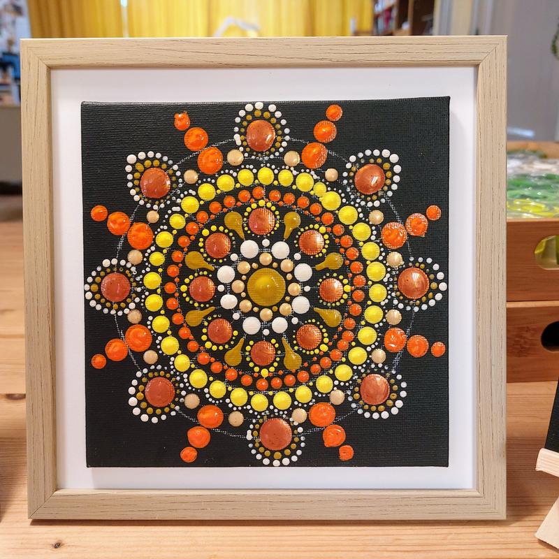 Dotpaint workshop Mandala op canvas