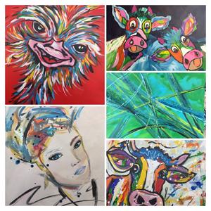 Workshops kleurrijk schilderen met acrylverf, art-journal of collage maken.