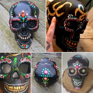 Workshop schedel/skull dotpainten